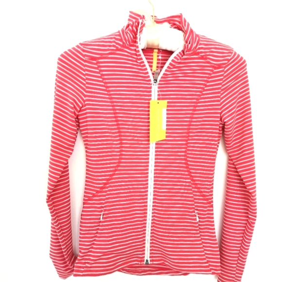 NWT Lole Women Pink Full Zip Essential Stripe Jacket. Size XS - Picture 2 of 16